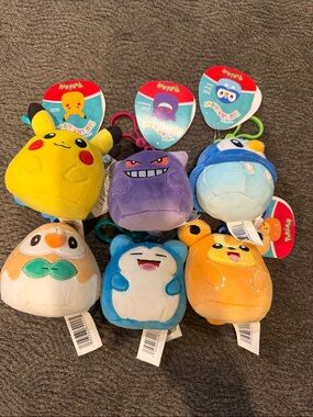 Squishmallows Pokémon Plush Clip Keychain Set Of 6